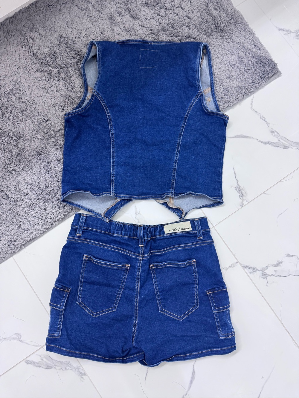 Two Piece Denim Vest Short Set! - Picture 4 of 5